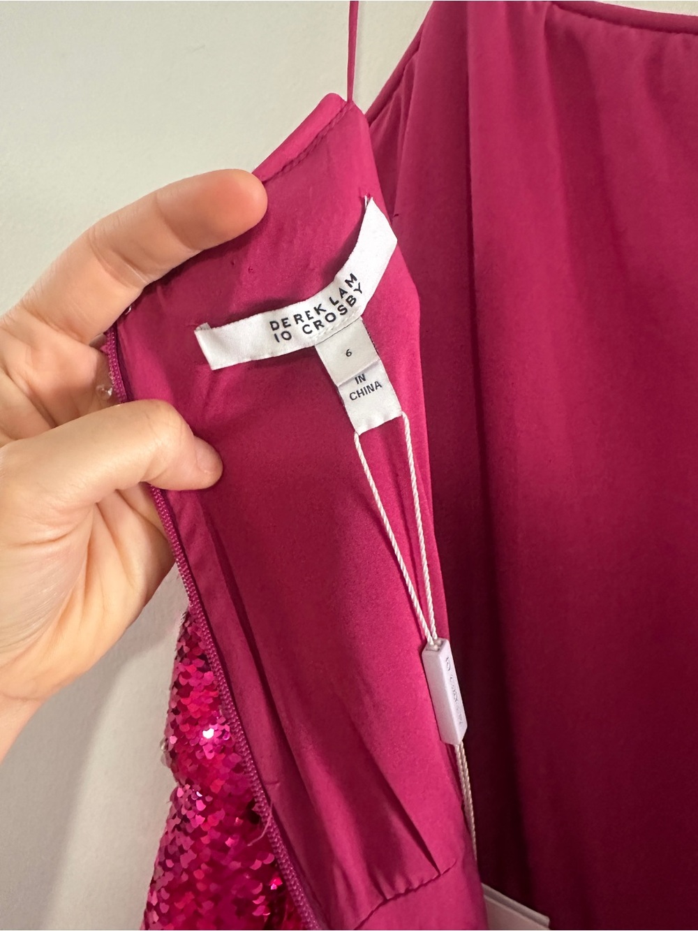 10 Crosby Derek Lam Metallic Fuchsia Sequin Mini Dress - Picture 8 of 10